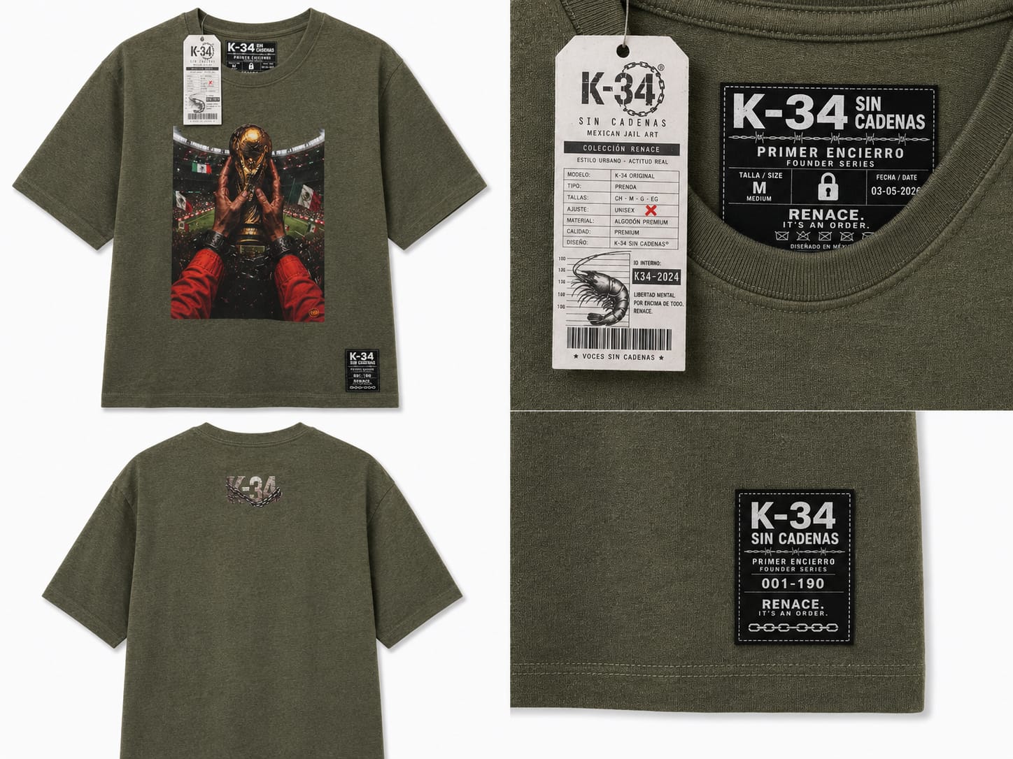 Playera Copa · Verde Militar — Verde militar — K-34 SIN CADENAS®