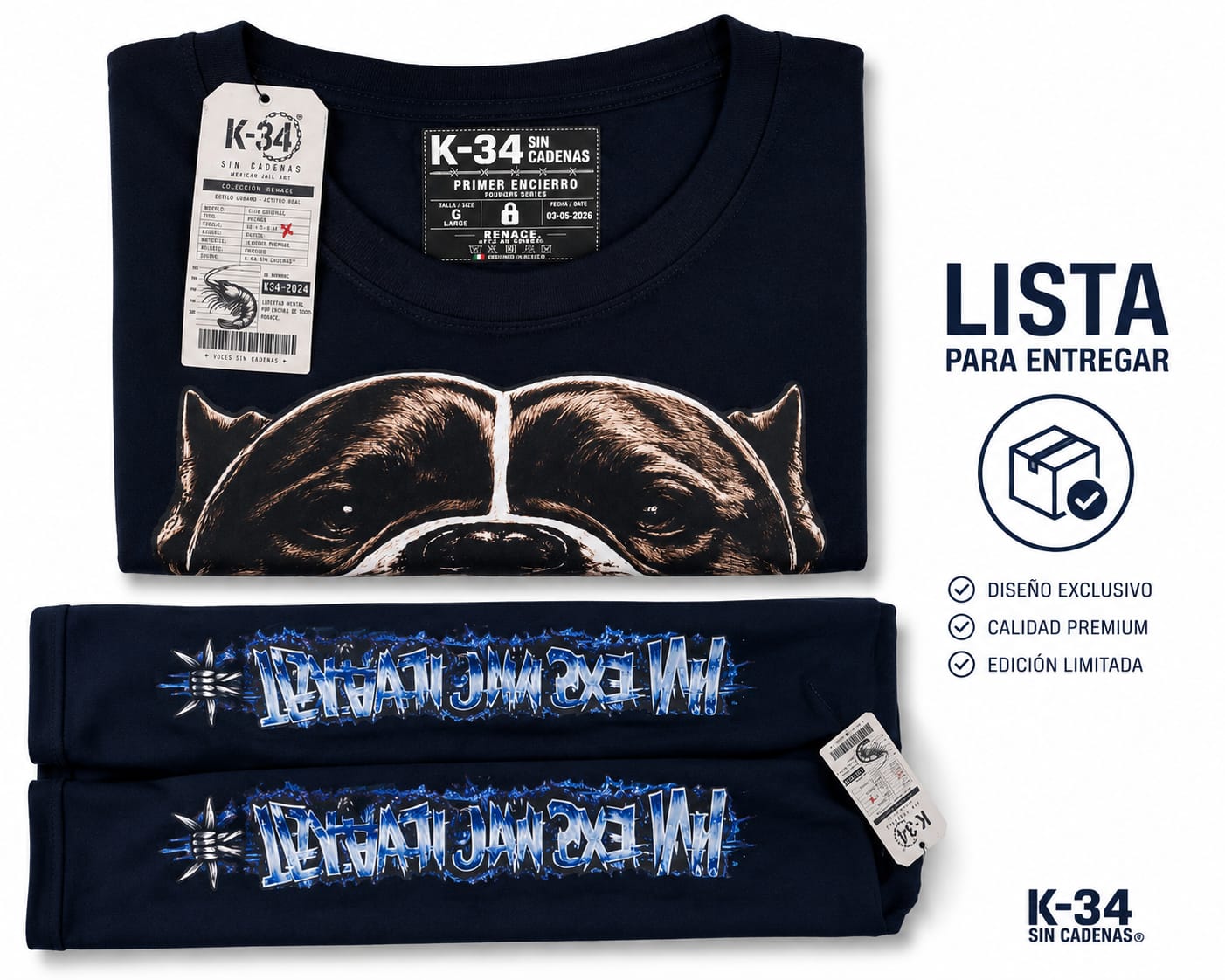 Playera Pitbull · Primer Encierro — Azul marino — K-34 SIN CADENAS®