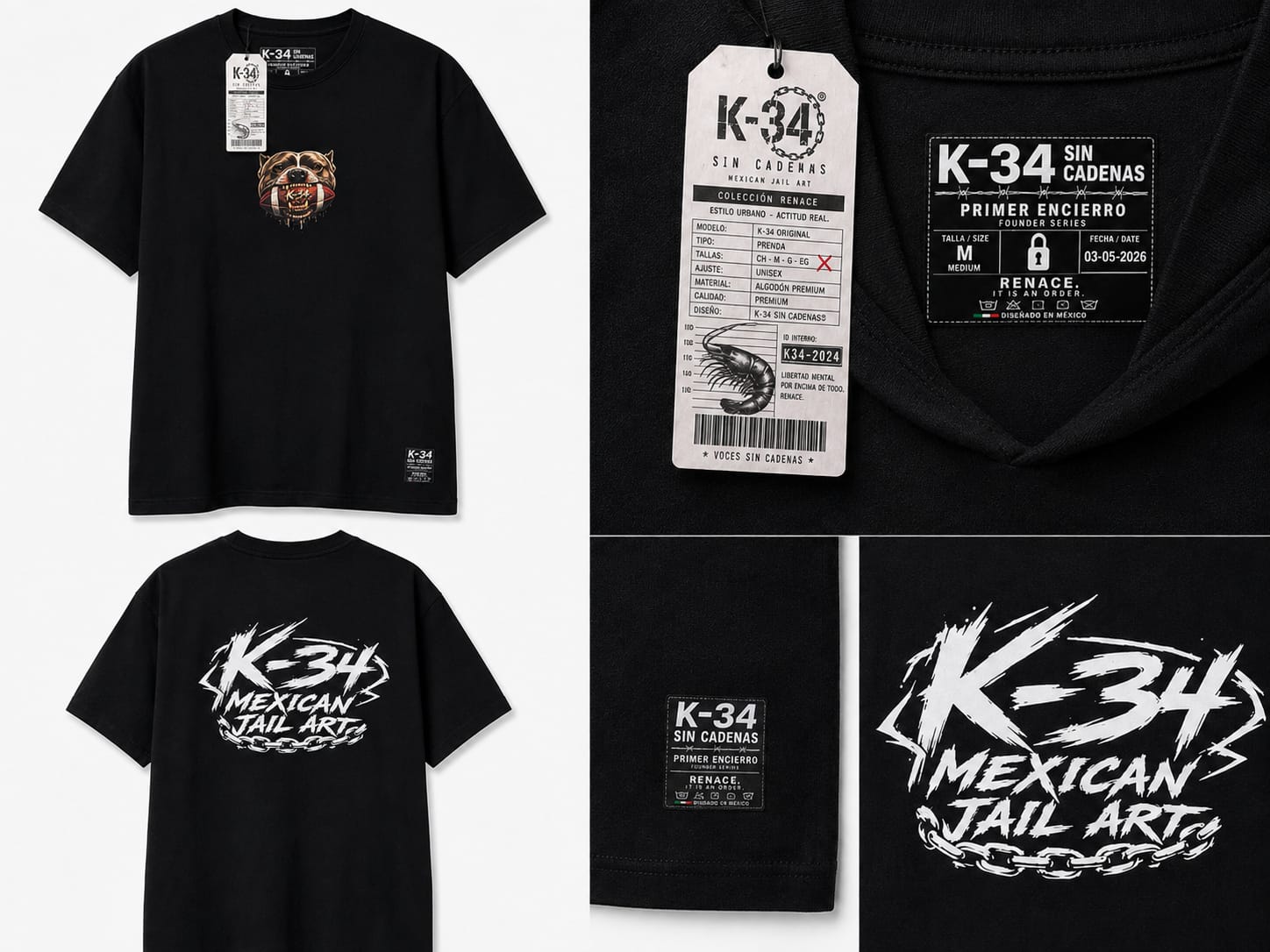 Playera Pitbull · Negra — Negro — K-34 SIN CADENAS®